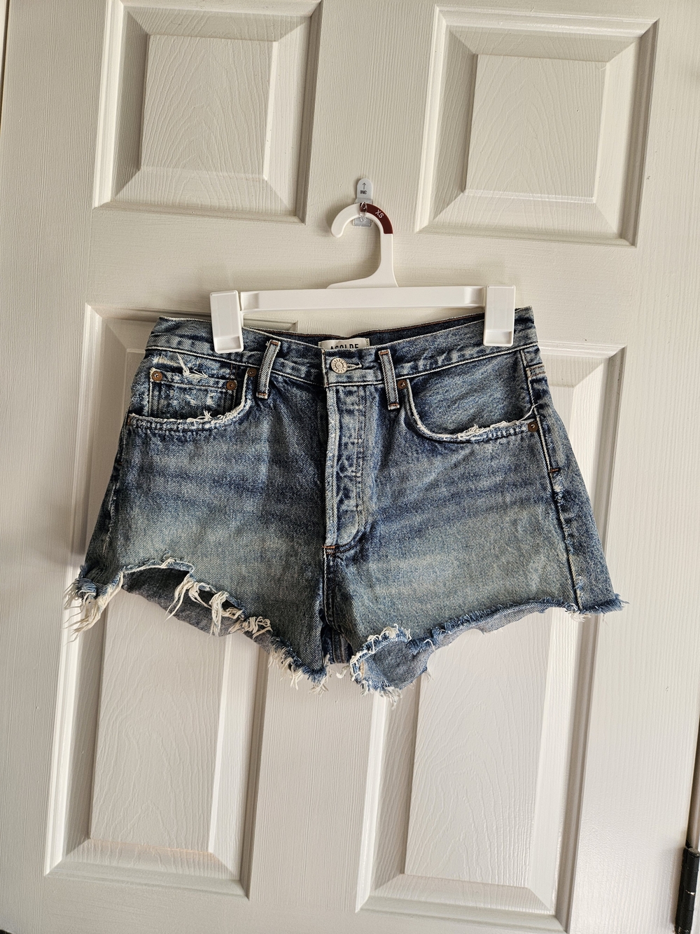 AGOLDE Parker High-Rise Distressed Denim Shorts